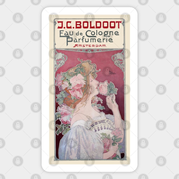 Vintage Perfume Advertisement - Poster Sticker by CozyCanvas